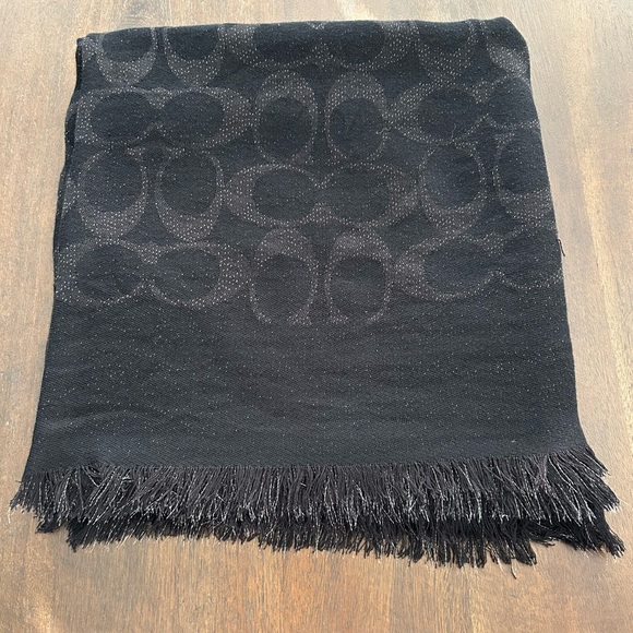 Coach Logo Black Scarf - Picture 1 of 5